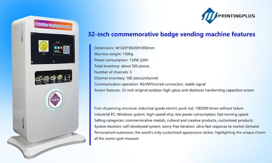 100 pièces / canal 220V Volts Vendeuse de badge commémoratif entièrement automatique